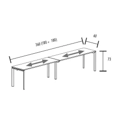 Bench bureaux alignés à partir de 2 postes So Martos