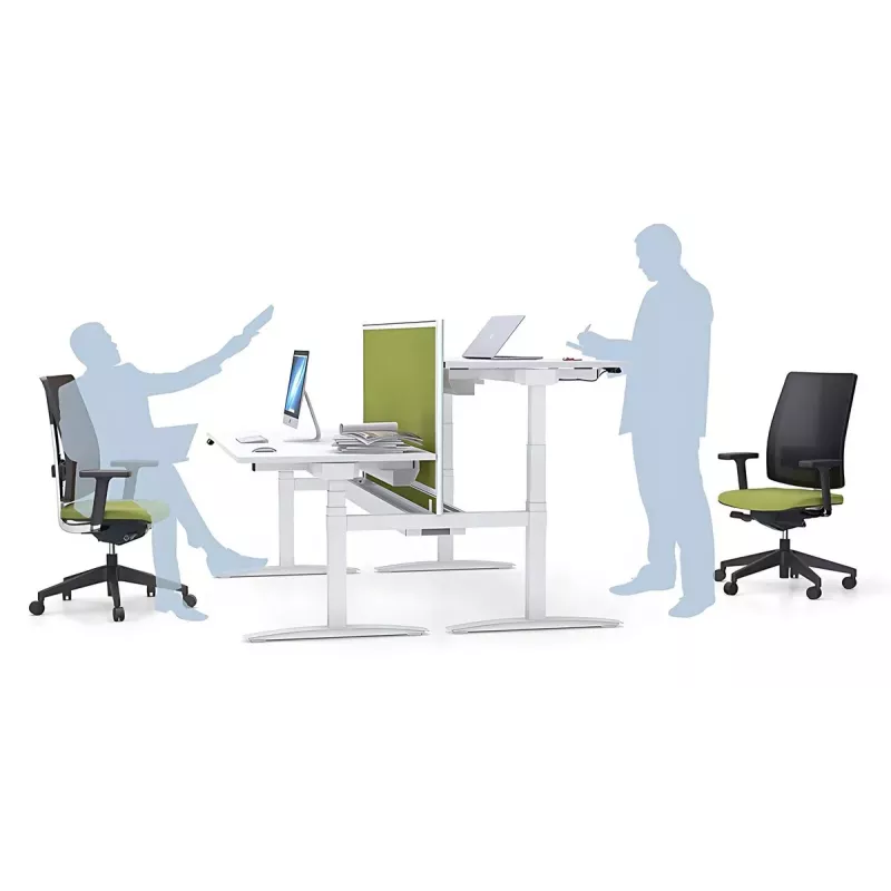 Bench vis-à-vis 2 postes réglables en hauteur goulotte centrale incluse So Estella