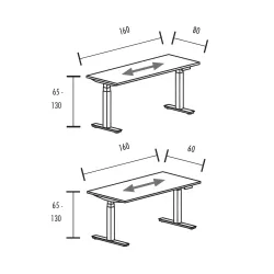 Bureau individuel réglable en hauteur à 2 moteurs So Baza