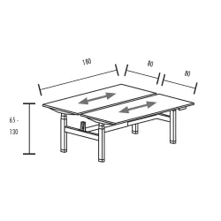 Bench vis-à-vis de 2 postes réglables en hauteur à 2 x 2 moteurs So Baza