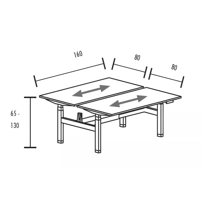 Bench vis-à-vis de 2 postes réglables en hauteur à 2 x 2 moteurs So Baza