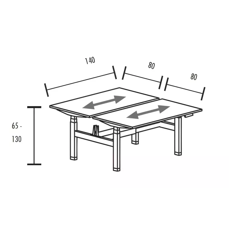 Bench vis-à-vis de 2 postes réglables en hauteur à 2 x 2 moteurs So Baza