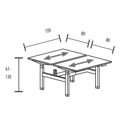Bench vis-à-vis de 2 postes réglables en hauteur à 2 x 2 moteurs So Baza