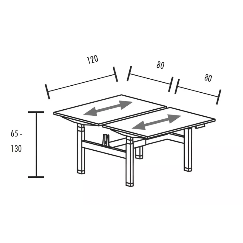 Bench vis-à-vis de 2 postes réglables en hauteur à 2 x 2 moteurs So Baza