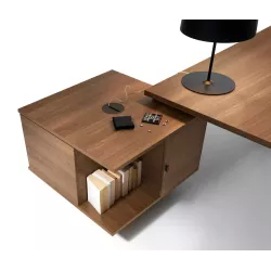 Bureau Exécutif design italien et meuble de service 2 caissons 3 tiroirs - 2 modules ouverts So Terra