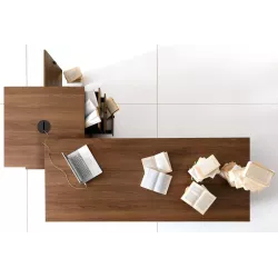 Bureau Exécutif design italien et meuble de service 2 caissons 3 tiroirs - 2 modules ouverts So Terra