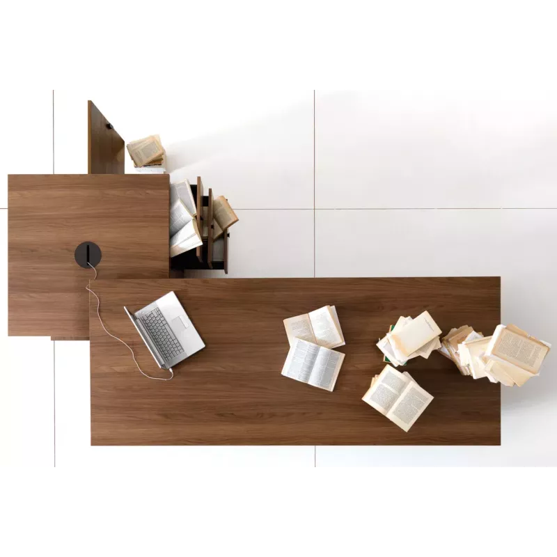 Bureau Exécutif design italien et meuble de service 2 caissons 3 tiroirs - 2 modules ouverts So Terra