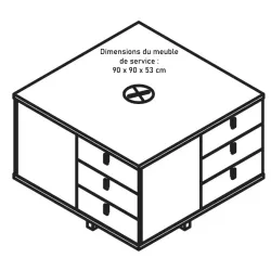 Bureau Exécutif design italien et meuble de service 2 caissons 3 tiroirs - 2 modules ouverts So Terra