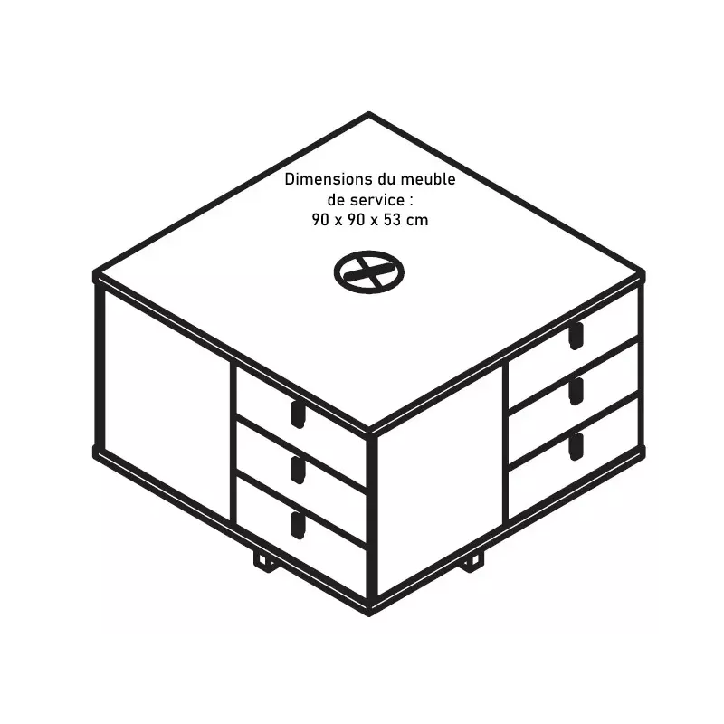 Bureau Exécutif design italien et meuble de service 2 caissons 3 tiroirs - 2 modules ouverts So Terra