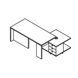 Bureau Exécutif design italien et meuble de service 2 caissons 3 tiroirs - 2 modules ouverts So Terra