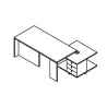 Bureau Exécutif design italien et meuble de service 2 caissons 3 tiroirs - 2 modules ouverts So Terra