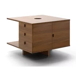 Bureau Exécutif design italien et meuble de service 2 caissons 3 tiroirs - 2 modules ouverts So Terra