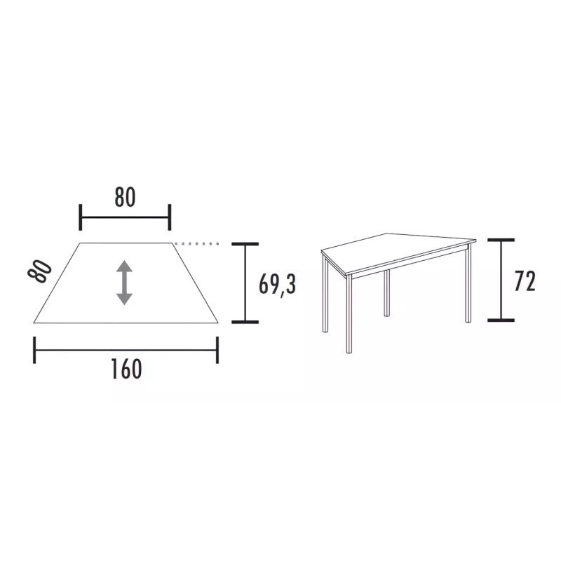 Table polyvalente trapézoïdale So Velada