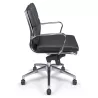 Fauteuil de Direction synchrone - cuir Noir pleine fleur - accoudoirs en aluminium poli - So Pérouse