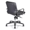 Fauteuil de Direction synchrone - cuir Noir pleine fleur - accoudoirs en aluminium poli - So Pérouse