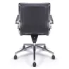 Fauteuil de Direction synchrone - cuir Noir pleine fleur - accoudoirs en aluminium poli - So Pérouse