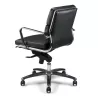 Fauteuil de Direction synchrone - cuir Noir pleine fleur - accoudoirs en aluminium poli - So Pérouse