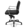 Fauteuil de Direction synchrone - cuir Noir pleine fleur - accoudoirs en aluminium poli - So Pérouse