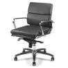 Fauteuil de Direction synchrone - cuir Noir pleine fleur - accoudoirs en aluminium poli - So Pérouse
