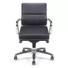 Fauteuil de Direction synchrone - cuir Noir pleine fleur - accoudoirs en aluminium poli - So Pérouse