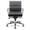 Fauteuil de Direction synchrone - cuir Noir pleine fleur - accoudoirs en aluminium poli - So Pérouse