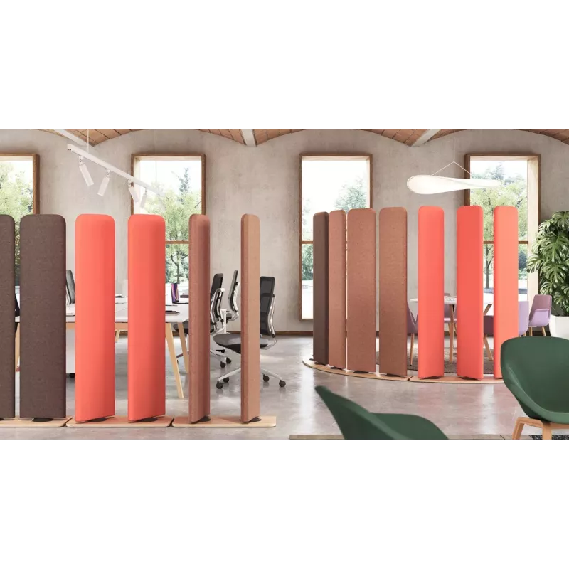 Cloison 2 panneaux acoustiques verticaux rotatifs sur base rectangulaire So Sagunto