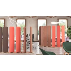 Cloison 3 panneaux acoustiques verticaux rotatifs sur base arrondie So Requena
