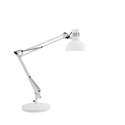 Lampe architecte LED avec pince et socle - coloris blanc