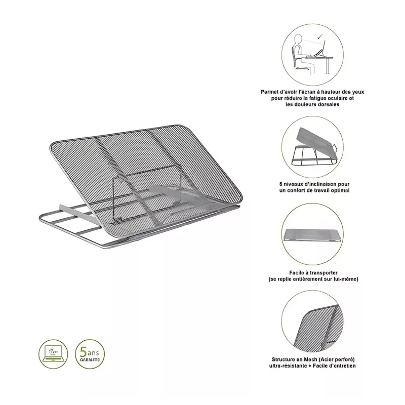 Support PC portable - métal gris