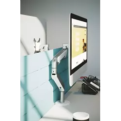 Bras articulé mobile porte écran simple - réglable par pression à gaz - coloris gris