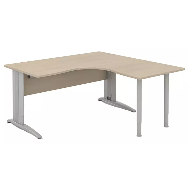 Bureau d'angle compact réglable en hauteur avec goulotte passe-câbles So Enix