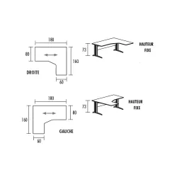 Bureau d'angle compact avec goulotte passe-câbles So Enix