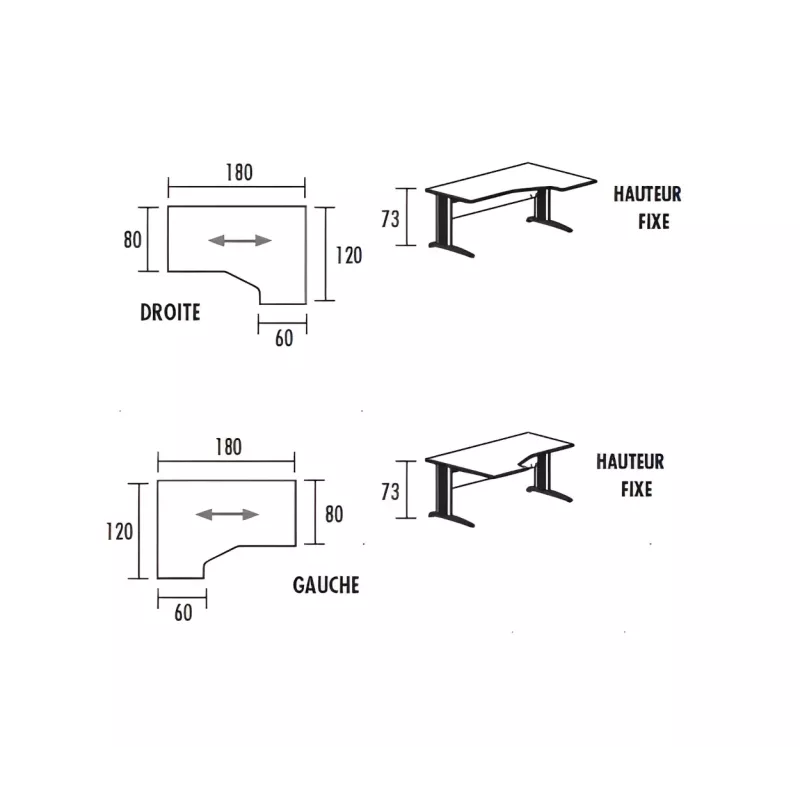 Bureau d'angle compact avec goulotte passe-câbles So Enix