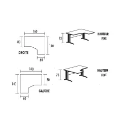 Bureau d'angle compact avec goulotte passe-câbles So Enix