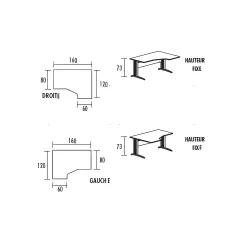 Bureau d'angle compact avec goulotte passe-câbles So Enix