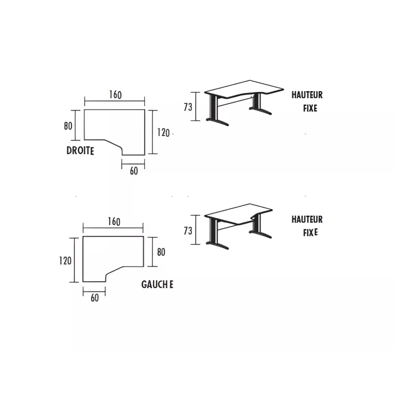 Bureau d'angle compact avec goulotte passe-câbles So Enix