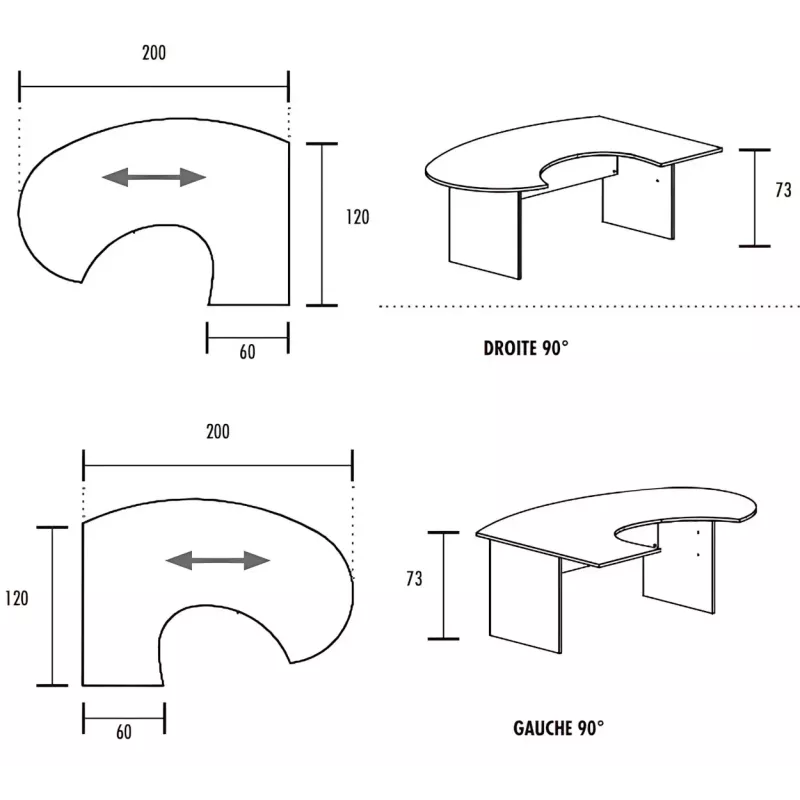 Bureau d'angle compact pied panneau So Vigo