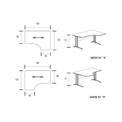 Bureau d'angle compact piètement métal So Aitana