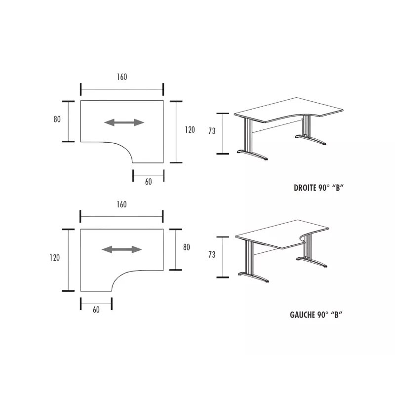 Bureau d'angle compact piètement métal So Aitana