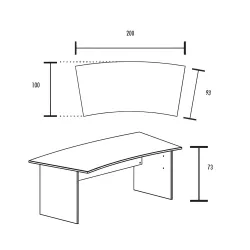 Bureau individuel forme arrondie pied panneau So Jumilla