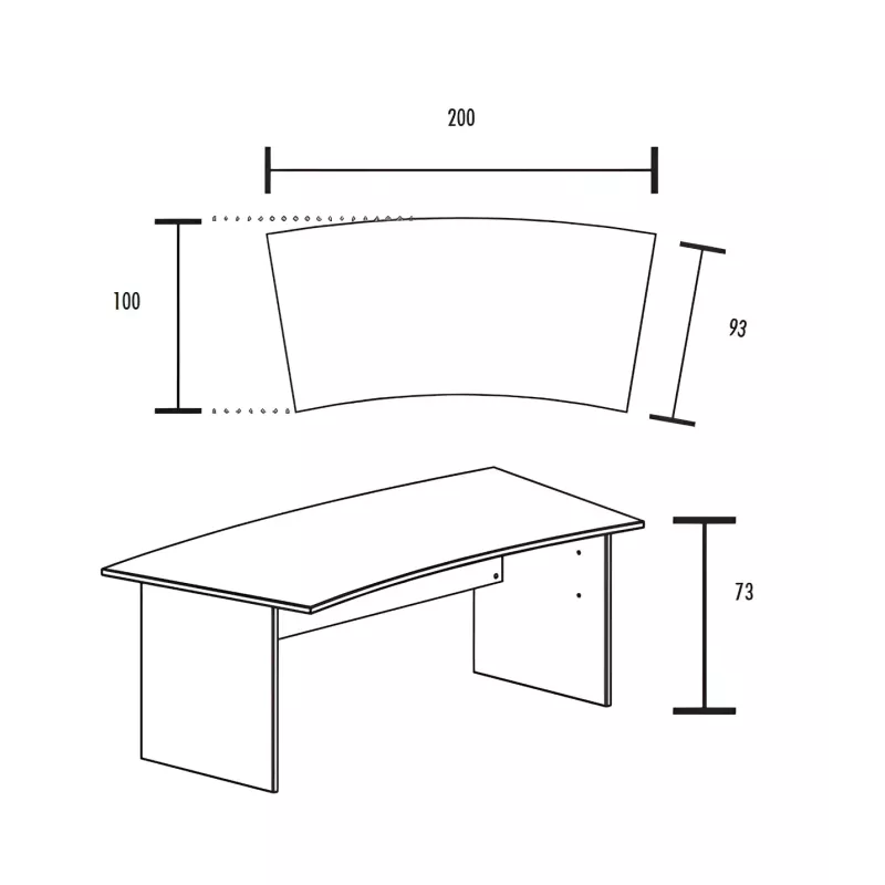 Bureau individuel forme arrondie pied panneau So Jumilla