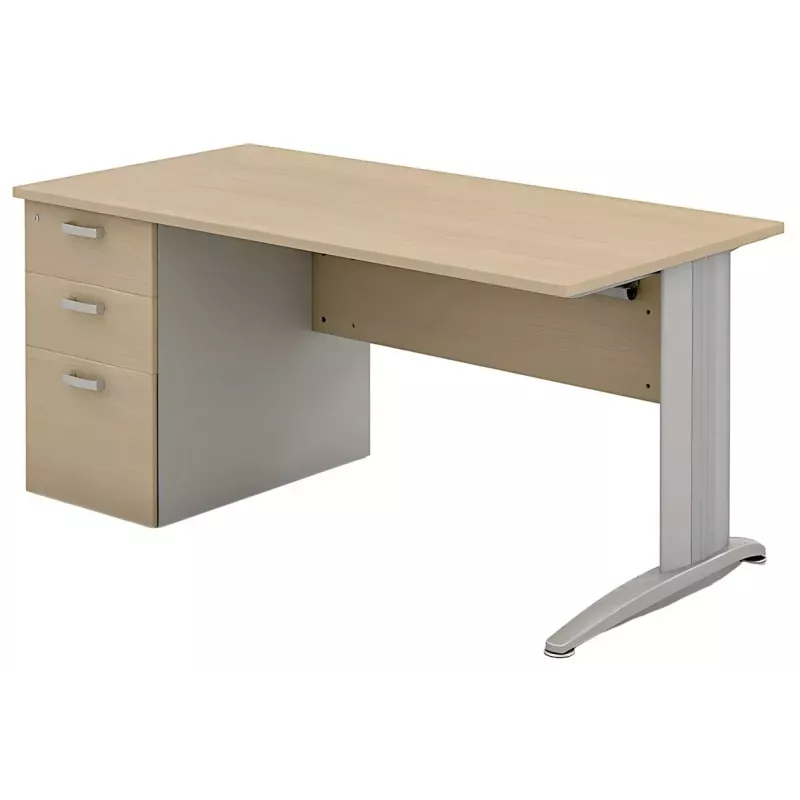 Bureau individuel sur caisson porteur avec goulotte passe-câbles So Enix