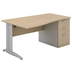 Bureau individuel sur caisson porteur avec goulotte passe-câbles So Enix
