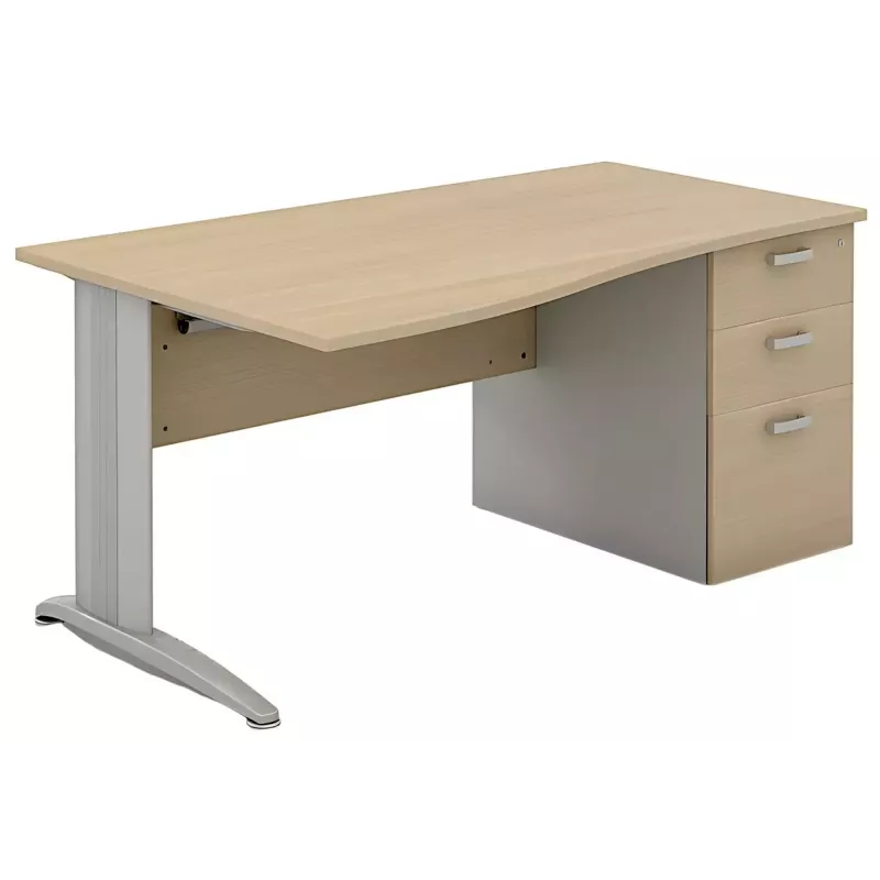 Bureau individuel sur caisson porteur avec goulotte passe-câbles So Enix