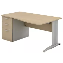 Bureau individuel sur caisson porteur avec goulotte passe-câbles So Enix