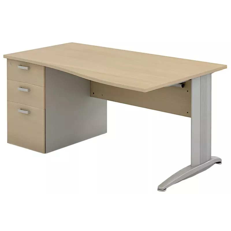 Bureau individuel sur caisson porteur avec goulotte passe-câbles So Enix