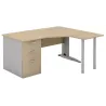 Bureau d'angle compact sur caisson porteur avec goulotte passe-câbles So Enix