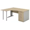 Bureau d'angle compact sur caisson porteur avec goulotte passe-câbles So Enix