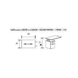 Bureau individuel avec retour sur caisson porteur So Ferrol