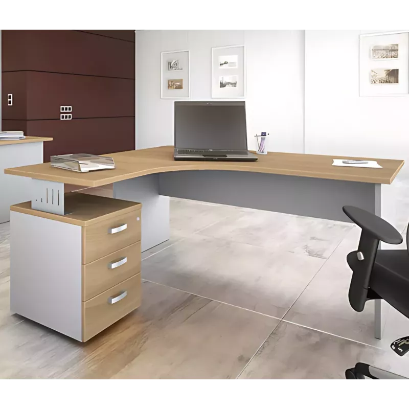 Bureau d'angle compact pied panneau avec caisson porteur So Vigo Bureau d'angle compact pied panneau avec caisson porteur So Vigo